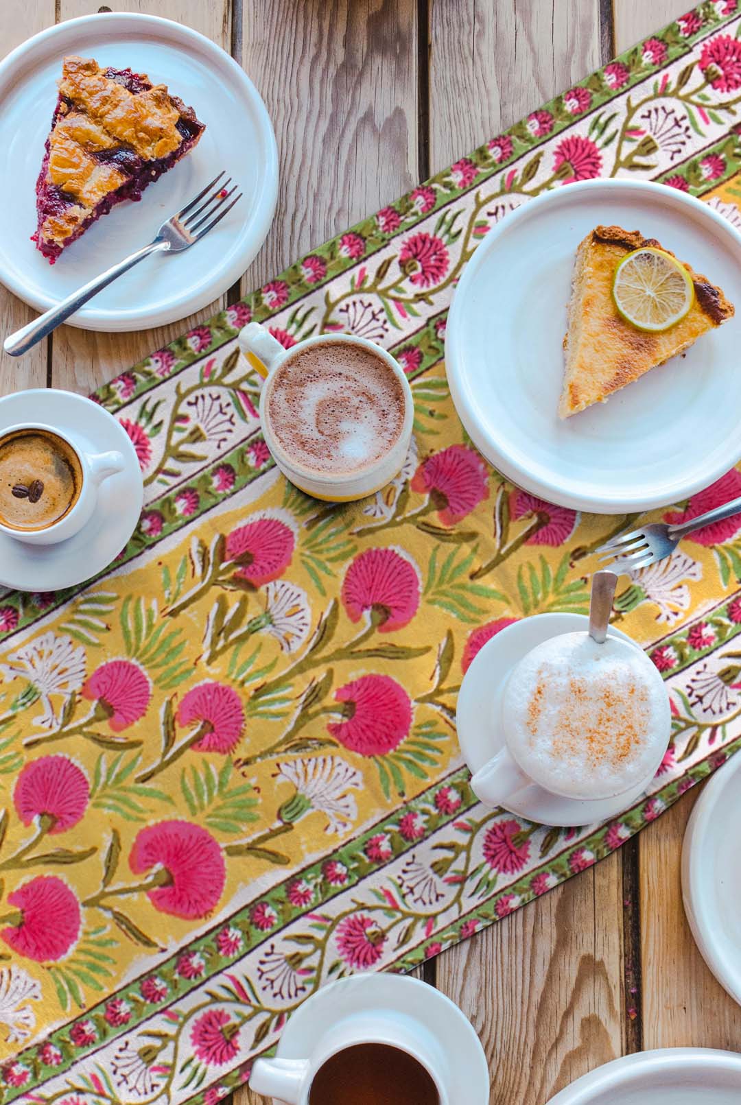 These handcrafted block print table runners bring a splash of Indian charm and culture to any space. Perfect for a breakfast table, these colorful runners are an elegant way to enhance any room.